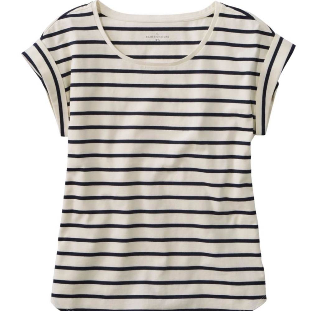 L.L. Bean Signature Scoopneck tee in Sail Stripe (M)